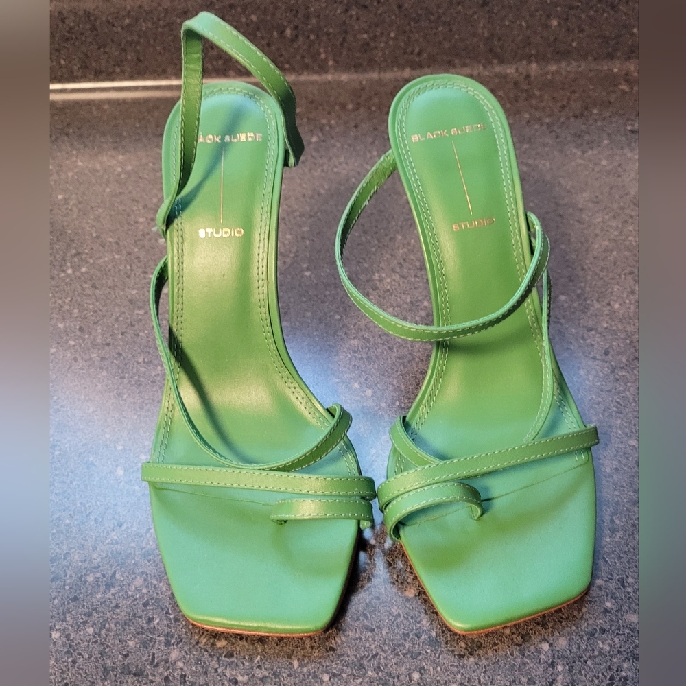 Woman's Cindy Stiletto Sandels Green by Black suede studio